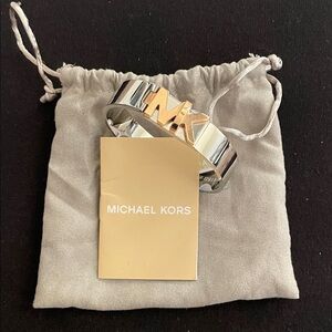 Michael Kors Two-Tone MK Logo Cuff